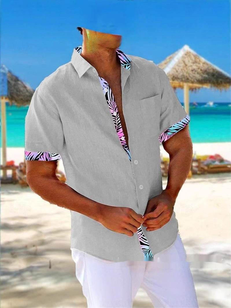 Buycenter Men's Beach Striped Casual Shirt - Loose Fit, Cartoon Design - Buy Center US