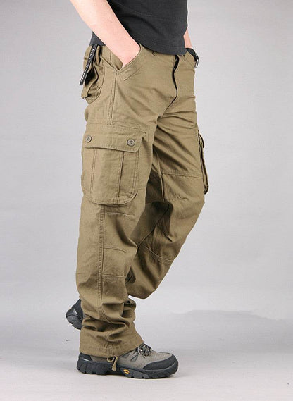 Buycenter Multi-Pocket Men's Casual Pants - Loose Fit & Stone Washed - Buy Center US