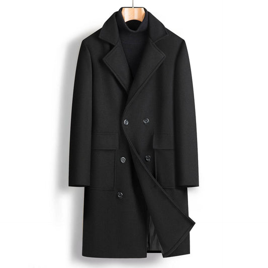 Buycenter Men's Double Breasted Mid-Length Coat - Stylish & Hooded - Buy Center US