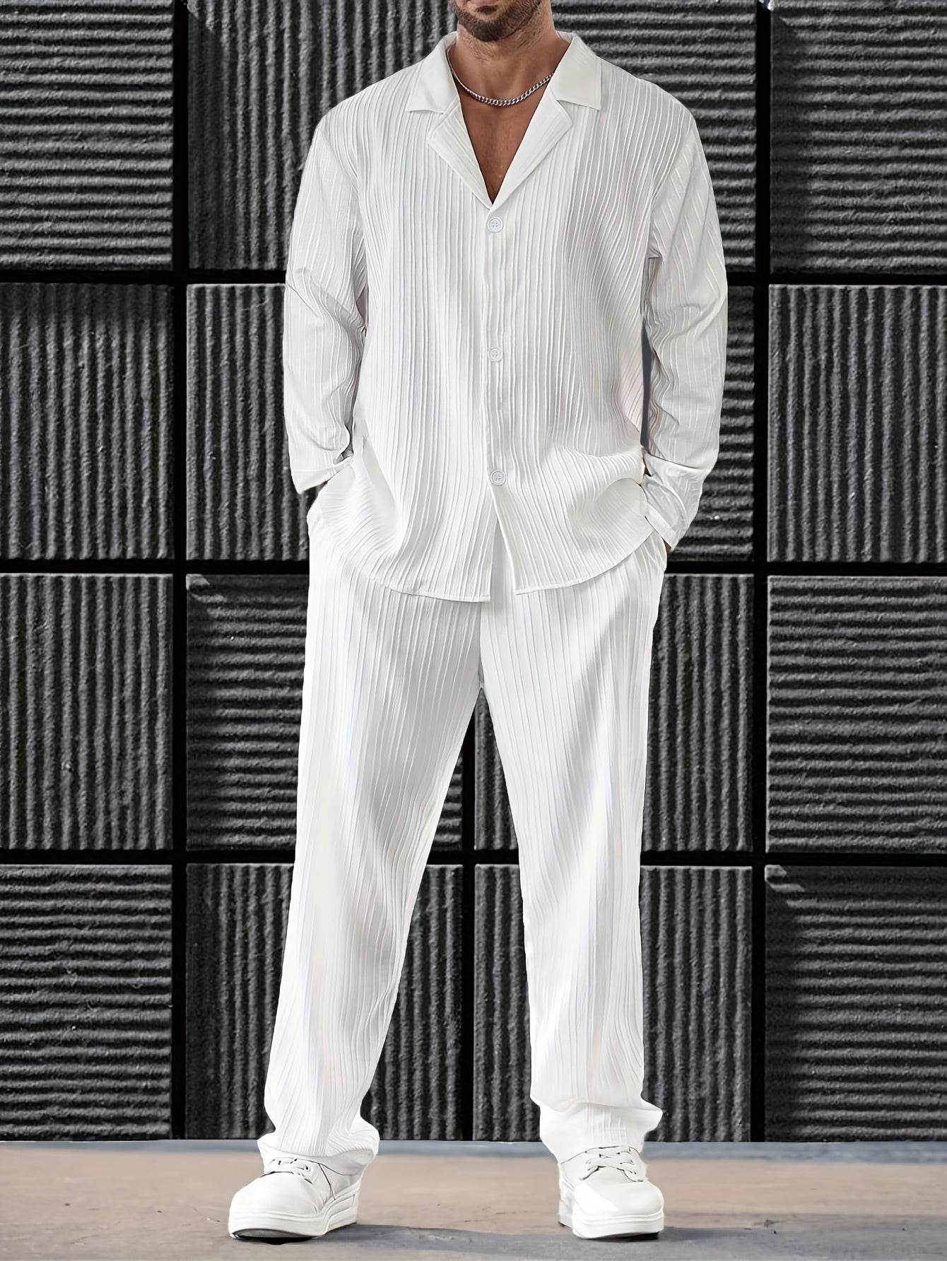 Elegant Autumn Long Sleeve Shirt & Pants Casual Suit - Comfortable Fit - Buy Center US