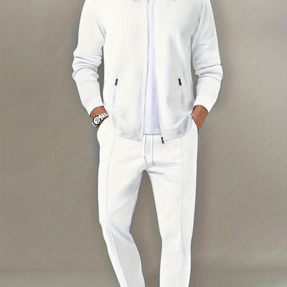 Casual September Jacket and Pants Set - Long Sleeve, Solid Color - Buy Center US