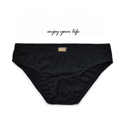 Buycenter Men's Simple Metal Label Briefs - Modal, Low Waist Underwear - Buy Center US