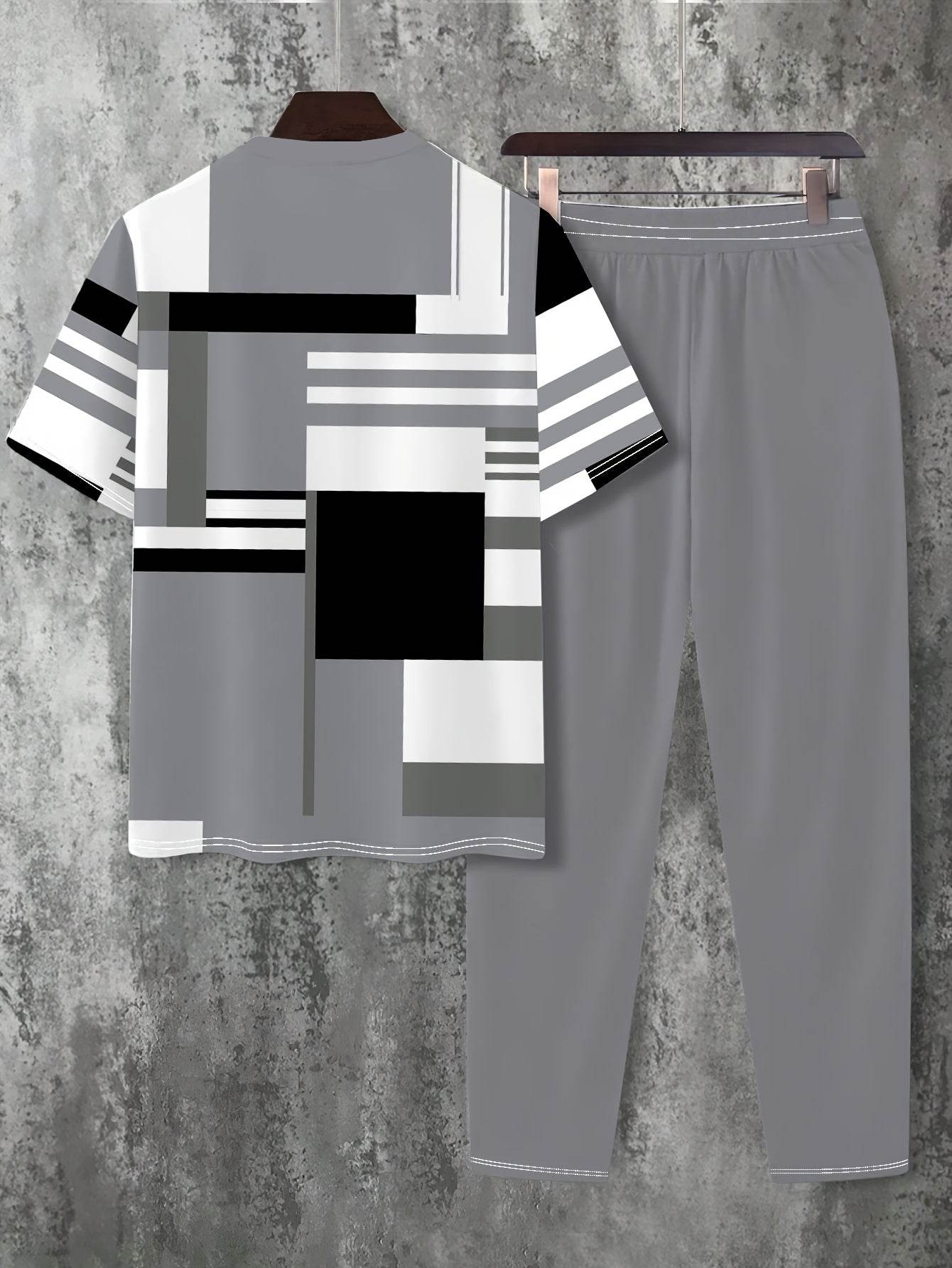 Men's Casual Two-Piece Suit - Short-Sleeved Trousers & Top Set - Buy Center US