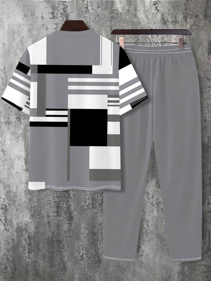 Men's Casual Two-Piece Suit - Short-Sleeved Trousers & Top Set - Buy Center US