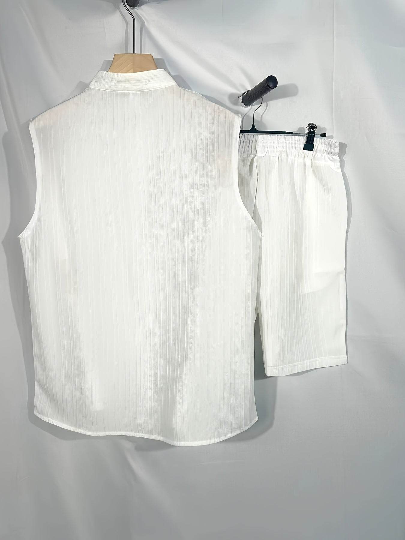 Summer Men's Casual Henley Neck Tank Top & Shorts Beach Set - Buy Center US