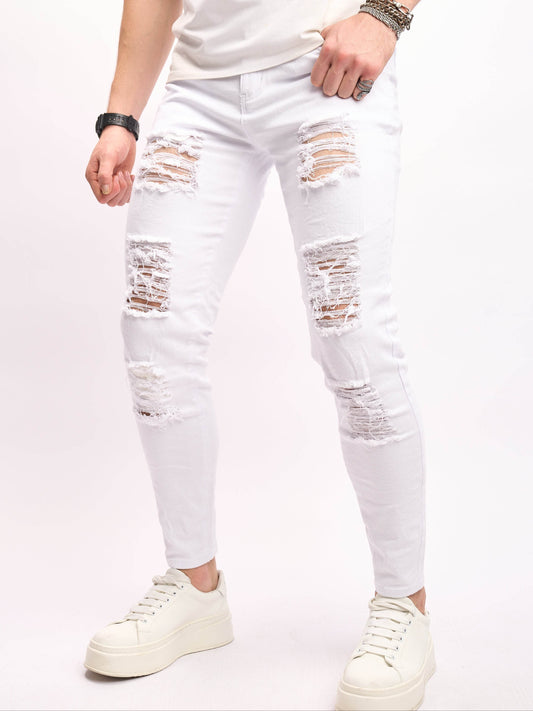 Men's Casual Skinny Ripped Jeans - Versatile Street Style Denim Pants - Buy Center US