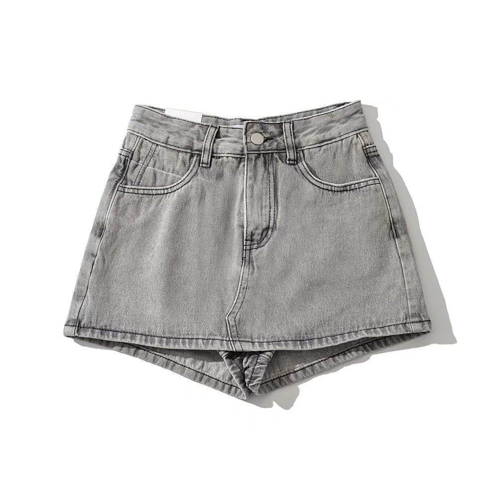 Sheath Ultra Short Denim Skirted Leggings - Trendy High Waist Styles - Buy Center US