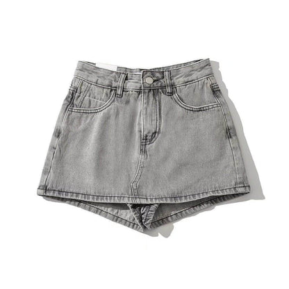 Sheath Ultra Short Denim Skirted Leggings - Trendy High Waist Styles - Buy Center US