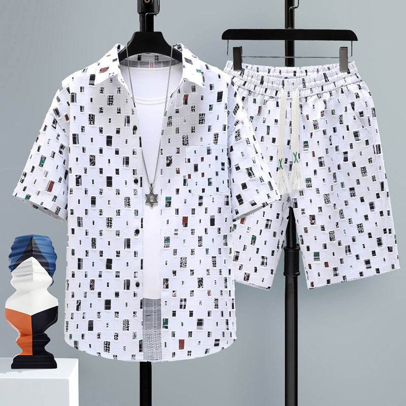 Buycenter Men's Short-Sleeved Sports Suit - Cool Two-Piece Set for Teens - Buy Center US