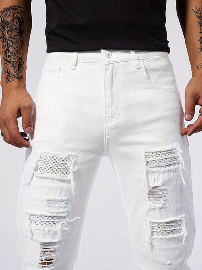 Saleisi Men's Ripped Denim Pants - Casual Cotton Jeans with Pockets - Buy Center US