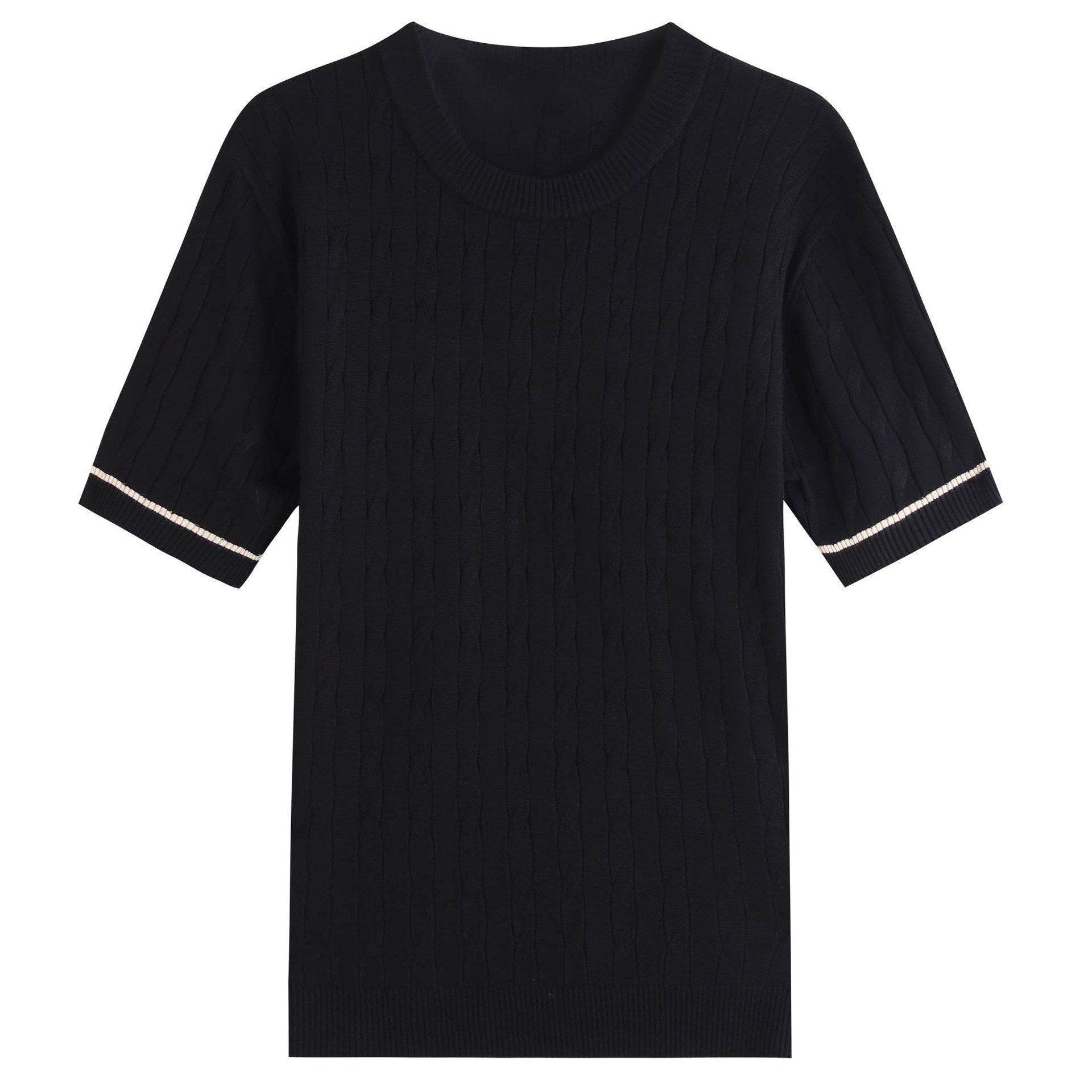 Stylish Men's Weaving Knitted T-shirt - Round Neck, Short Sleeve - Buy Center US
