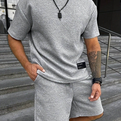 Men’s Vintage Two-Piece Set - Loose-Fit T-Shirt & Drawstring Shorts - Buy Center US