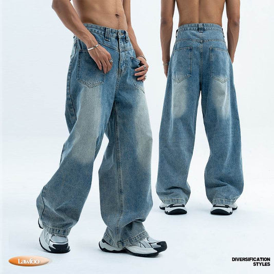 Retro Summer Wide Leg Jeans for Men & Women - Casual Cotton Trousers - Buy Center US