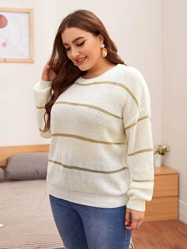 Elegant Large Size Women's Sweater - Hand-Crocheted, Sequined Design - Buy Center US