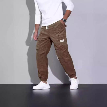 Buycenter Men's Corduroy Overalls - Loose Fit, Multi-Pocket Trousers - Buy Center US