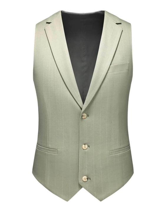 Buycenter Men's Casual Business Suit Set - Light Green Jacket & Vest - Buy Center US