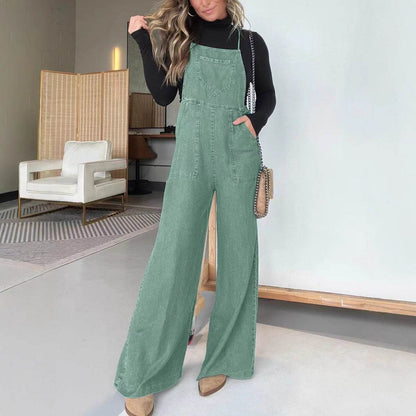 Fashion Denim Wide Leg Jumpsuit for Women - Stylish Sleeveless Design - Buy Center US