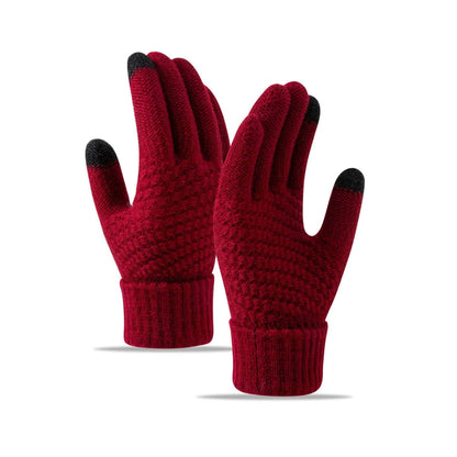 Warm Fleece-lined Cycling Gloves - Wind-proof Touchscreen Knitted Design - Buy Center US