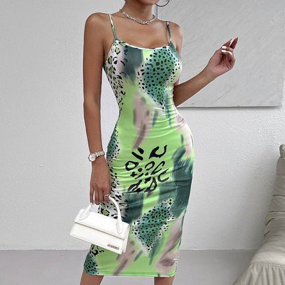 Ladies' Leopard Print Backless Dress - Casual Summer Style, Lightweight - Buy Center US