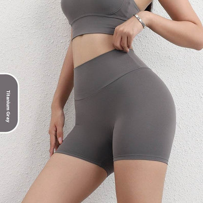 Women's High Waist Sport Shorts - Solid Color, Moisture-Wicking Design - Buy Center US