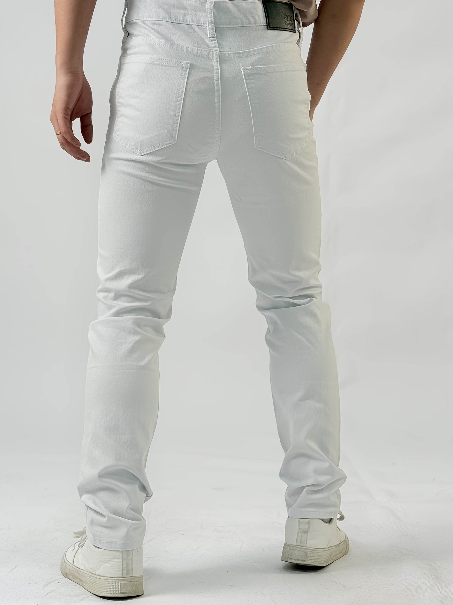 Men's Casual Jeans - Mid-Rise Cotton Blend, Raw Wash Detail for All-Season - Buy Center US