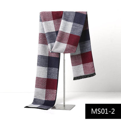 Buycenter Men's Cashmere Warm Scarf - Stylish Grid Design for Autumn - Buy Center US