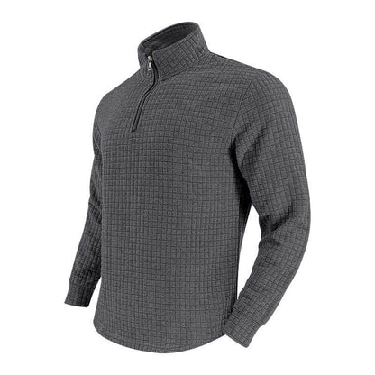 American Retro Men's Long Sleeve Sweater - Plaid Half-Zipper Design - Buy Center US