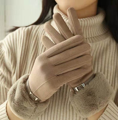Touch Screen Fleece Cycling Gloves - Warm, Windproof Suede for Winter - Buy Center US