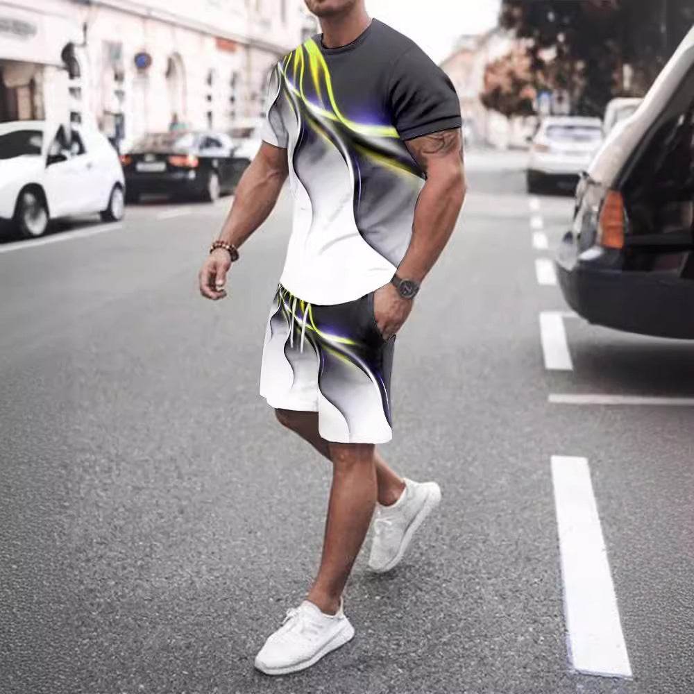 Men's Casual Printed T-Shirt & Shorts Set - Comfortable Sportswear - Buy Center US