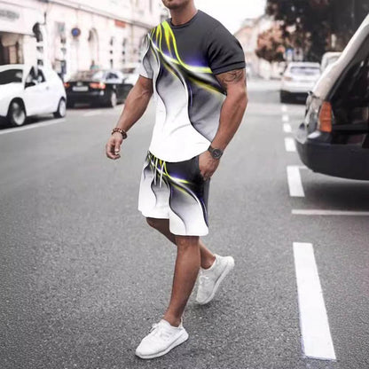 Men's Casual Printed T-Shirt & Shorts Set - Comfortable Sportswear - Buy Center US