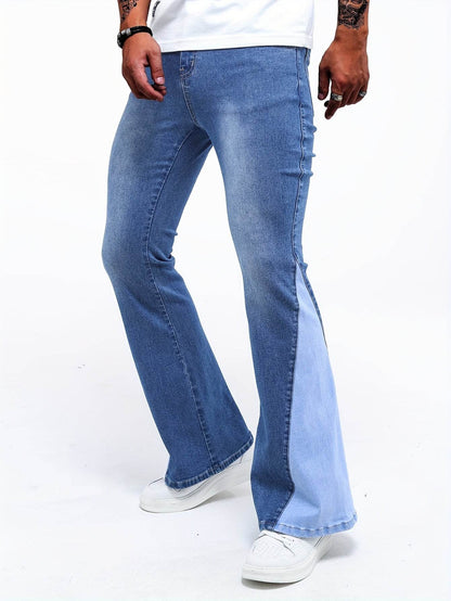Men’s Classic Stretch Flare Jeans - Slim Fit Denim, Solid Washed Design - Buy Center US