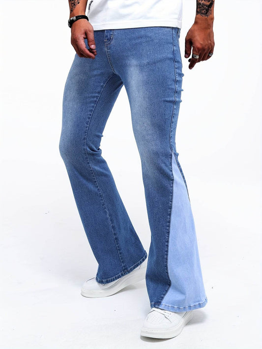 Men’s Classic Stretch Flare Jeans - Slim Fit Denim, Solid Washed Design - Buy Center US