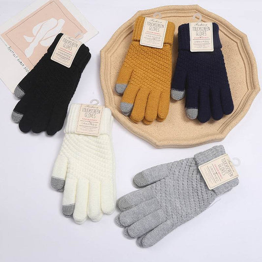 Warm Fleece-lined Cycling Gloves - Wind-proof Touchscreen Knitted Design - Buy Center US