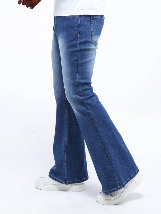 Men’s Classic Stretch Flare Jeans - Slim Fit Denim, Solid Washed Design - Buy Center US