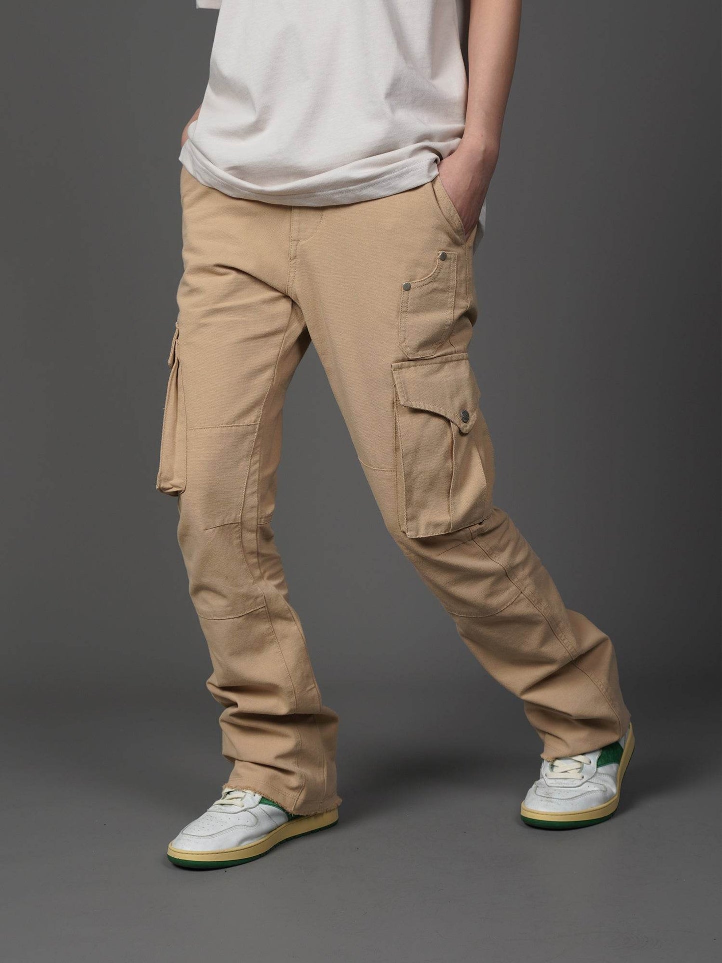 Buycenter Retro Two-color Casual Micro-flare Pants for Youth - Khaki & Black - Buy Center US