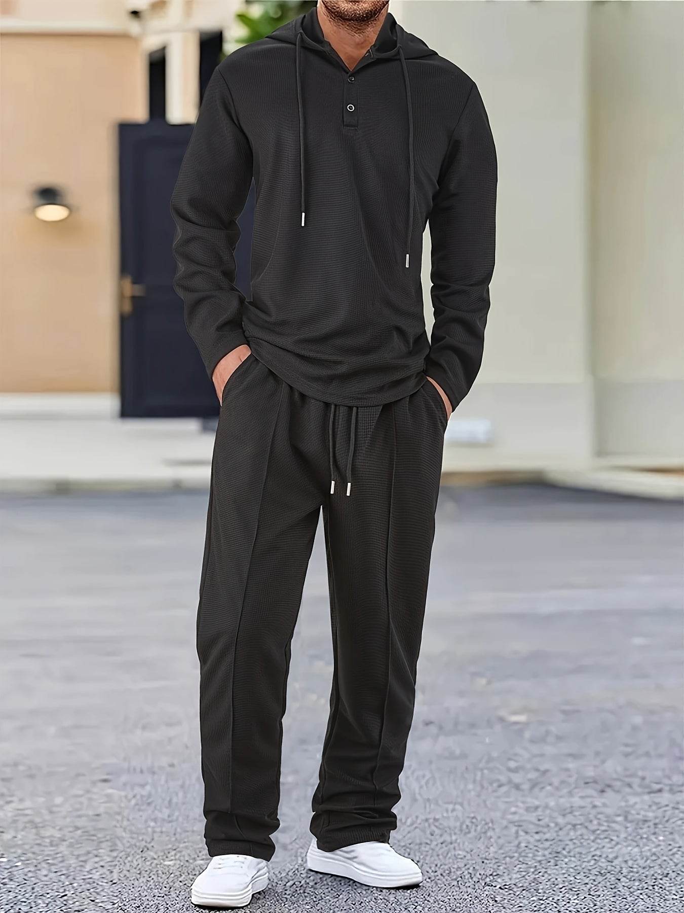 Casual Men's 2-Piece Set - Hooded Sweatshirt & Drawstring Pants - Buy Center US