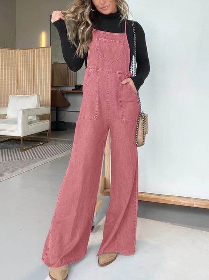 Fashion Denim Wide Leg Jumpsuit for Women - Stylish Sleeveless Design - Buy Center US