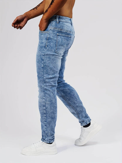 Trendy Solid Denim Pants for Men - Skinny Fit Casual Jeans - Buy Center US