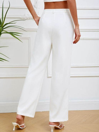 Women's Slim Straight Lightweight Pants - Solid Color, Casual Fit - Buy Center US