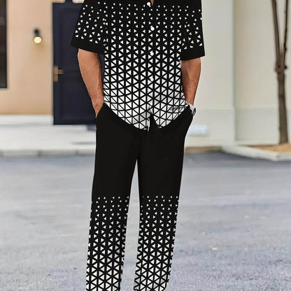 Men's Casual Novelty Clothing Set - 100% Polyester, Button Print Design - Buy Center US