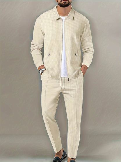 Casual September Jacket and Pants Set - Long Sleeve, Solid Color - Buy Center US