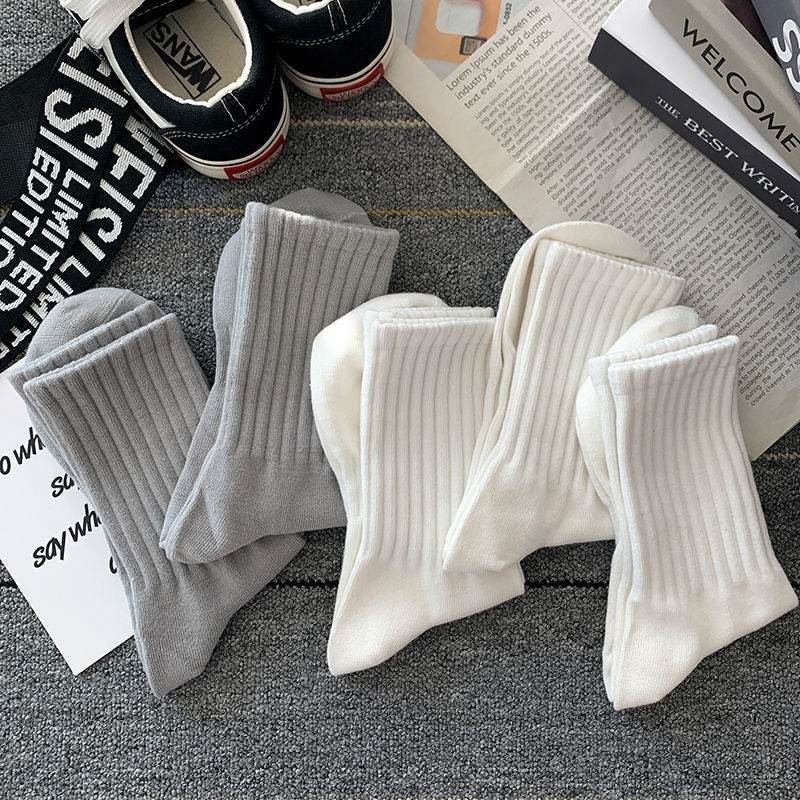 Buycenter Men's Mid-Calf Socks - Pure Color Casual Sports Style - Buy Center US