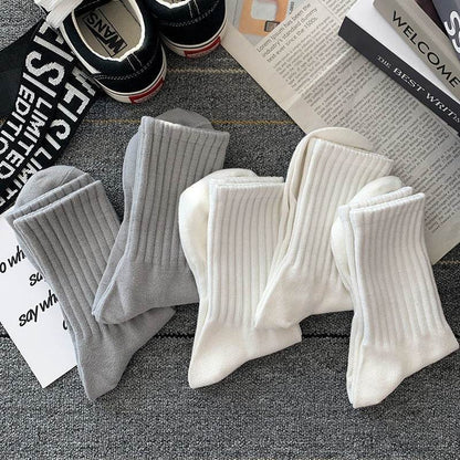Buycenter Men's Mid-Calf Socks - Pure Color Casual Sports Style - Buy Center US