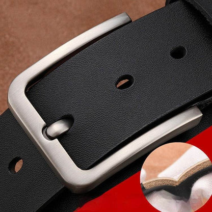 Buycenter Men's Cowhide Leather Belt - Single-Layer with Alloy Buckle - Buy Center US
