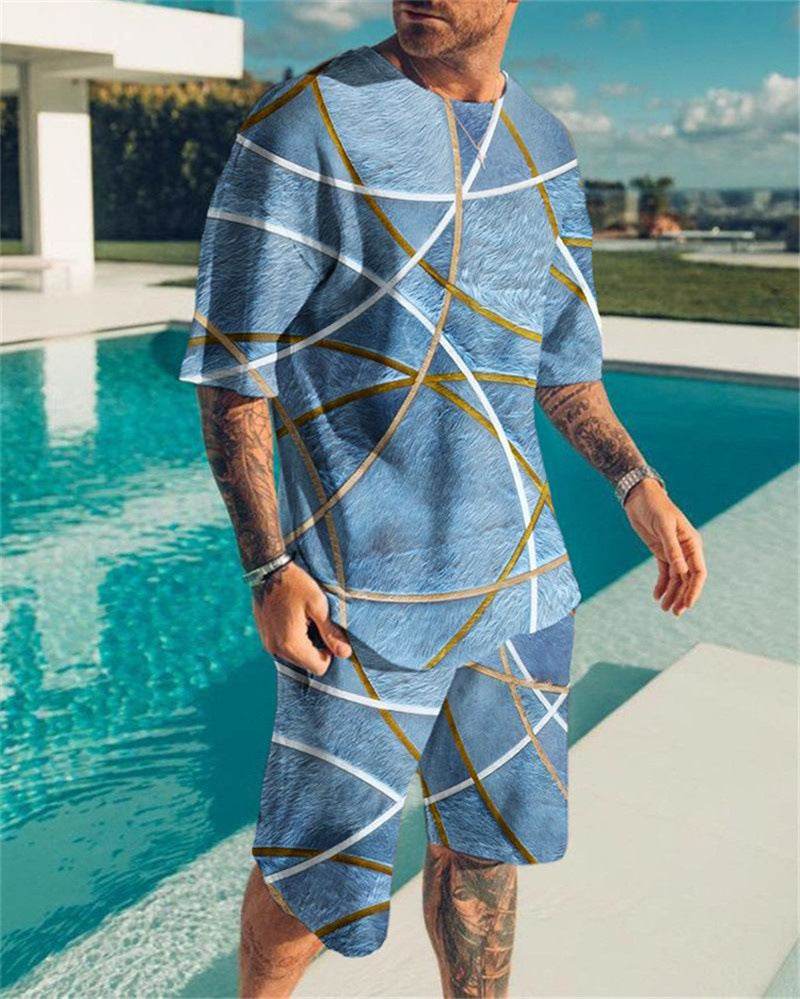 Simple Men's 3D Print Oversized Shirt & Shorts Set - Comfortable Style - Buy Center US