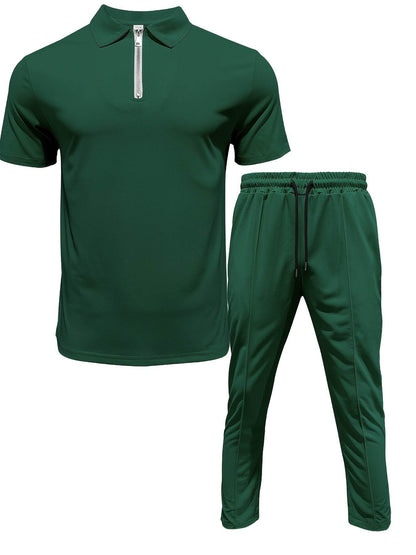 Men's Casual Outdoor Zip Short Sleeve & Pants Set - 5 Color Options - Buy Center US