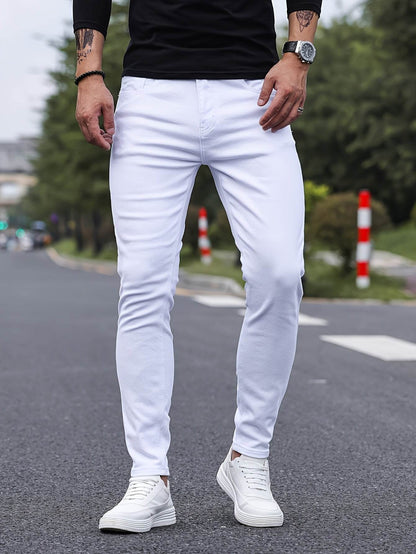 Men's Mustard Yellow Slim-Fit Jeans - All-Season Casual Comfort - Buy Center US