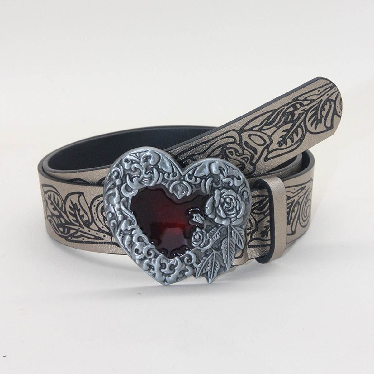 Vintage Punk Retro Embossing Love Belt - Stylish PU Leather Accessory - Buy Center US