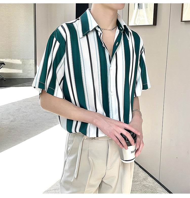 Casual Ruffian Handsome Top for Men - Loose Fit, Stylish Pointed Collar - Buy Center US