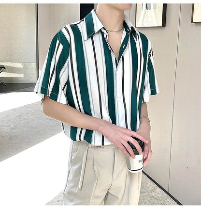 Casual Ruffian Handsome Top for Men - Loose Fit, Stylish Pointed Collar - Buy Center US